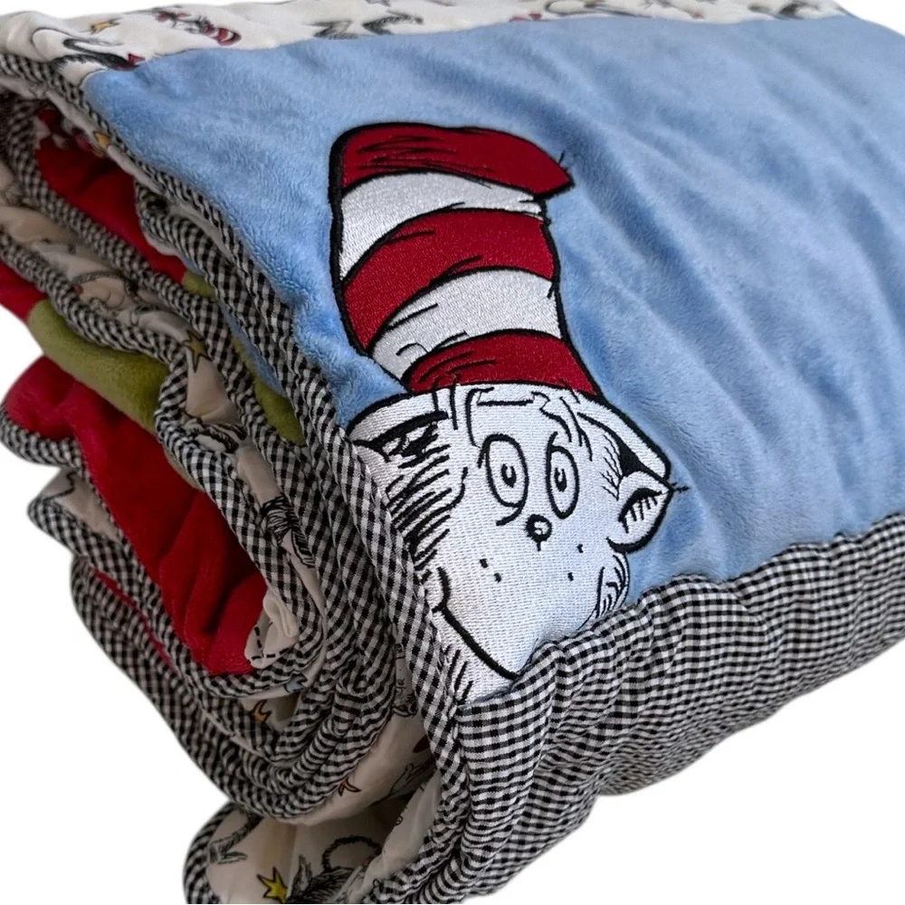 Dr. Seuss Baby Color Block Reversible Crib Quilt Comforter Patchwork Play Mat